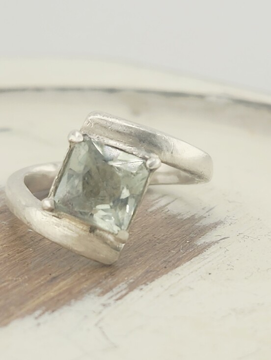 DREAMY JWLS Jewelry - PRASIOLITE GEMSTONE RING HANDMADE IN STERLING SILVEL RECYCLE METAL SIZE 7